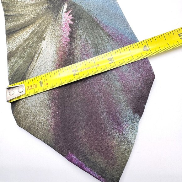 Cellini J. Riggings Vintage Neck Tie Purple Green Floral Pattern 100% Silk 4" - Picture 2 of 7
